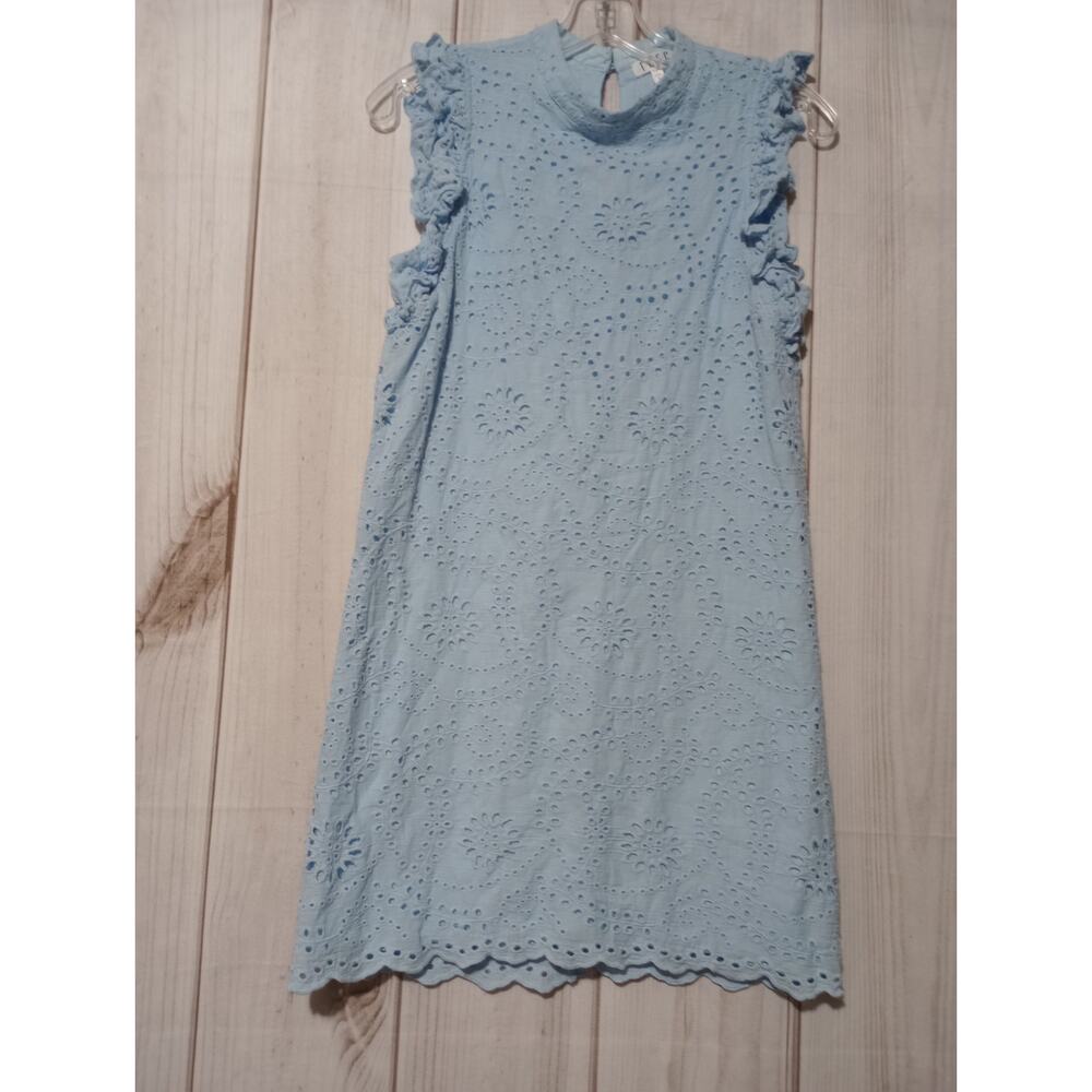 TCEC Dress Ladies Small Blue‎ Sleeveless Ruffle Eyelet